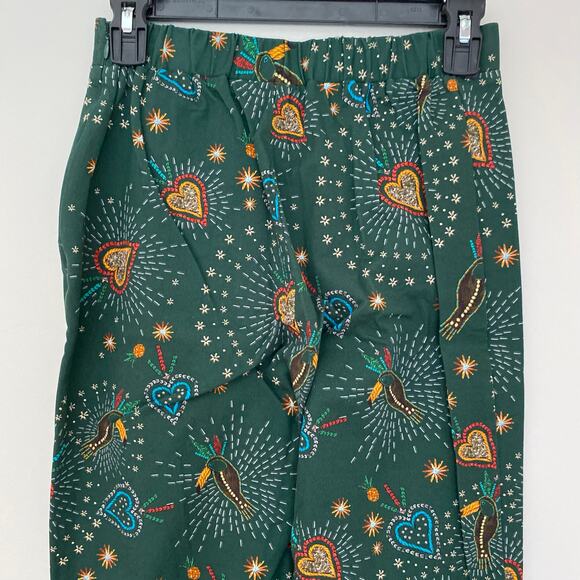 Anthropologie Farm Rio Fernanda Flared Pants Green Toucan Bird Tropical XS - Picture 5 of 10